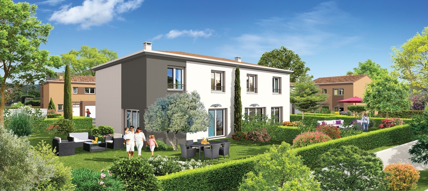 Perspective extérieure du programme Coeur Bastides situé à Le Luc Perspective extérieure du programme Coeur Bastides situé à Le Luc