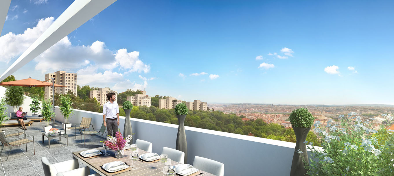 Vue de l’extérieur de la résidence des Terrasses de Trion à Lyon (69) Vue de l’extérieur de la résidence des Terrasses de Trion à Lyon (69)