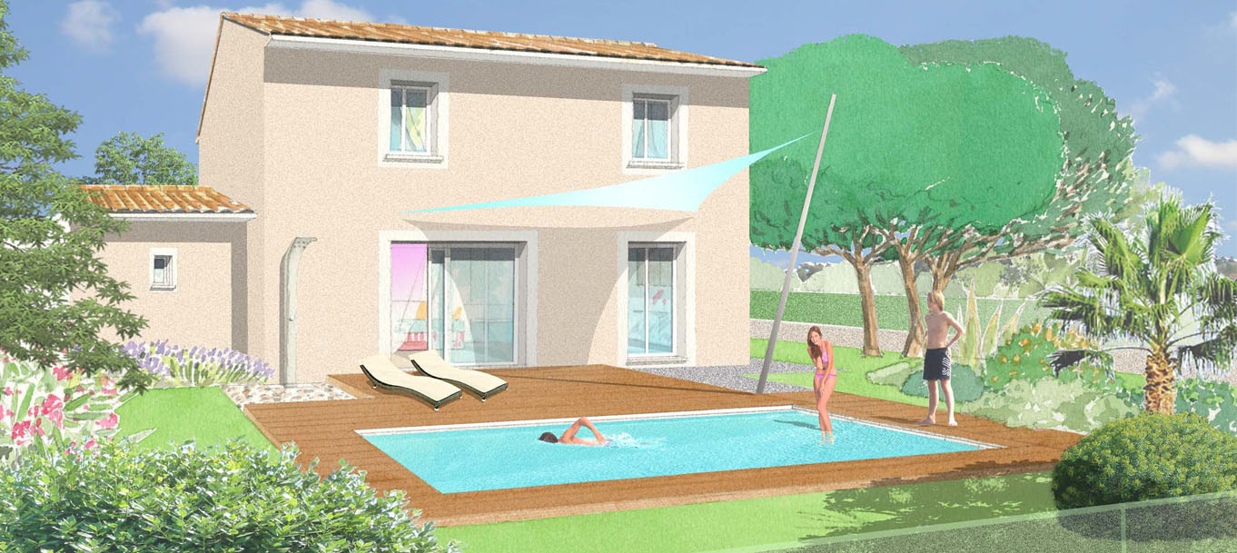 Perspective extérieur d'une maison du programme Les Hauts du Bresquet situé à Saint-Nazaire Perspective extérieur d'une maison du programme Les Hauts du Bresquet situé à Saint-Nazaire